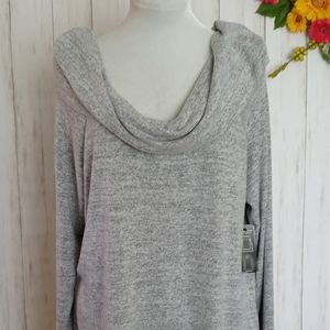 Sweater Cowl Neck Ana A New Approach   off the shoulder  Size XL color gra New